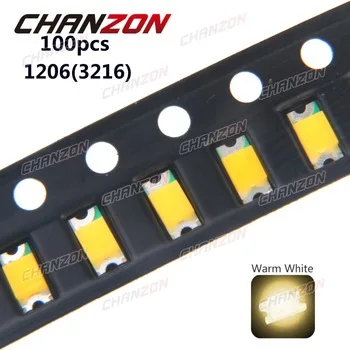 100pcs SMD 1206 (3216) SMT Warm White 2800K - 3200K Surface Mount 3V LED Chip Light Emitting Diode Lamp SMD Electronic Component