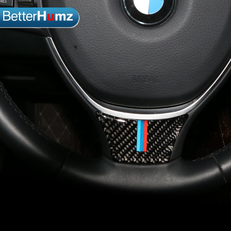 Carbon Fiber Steering Wheel Sticker M stripe Emblem 3D Car Sticker For