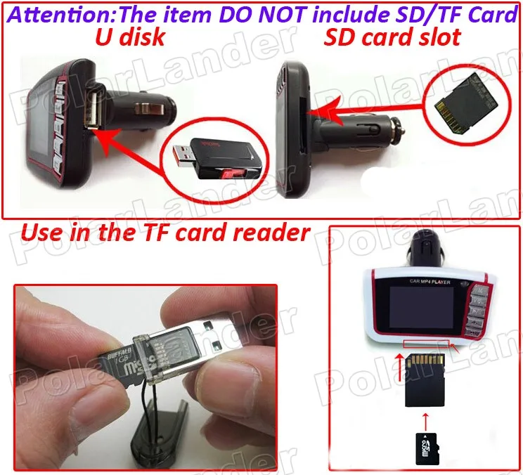 1," lcd Автомобильный MP4 музыкальный плеер SD мультимедийная Плата USB диск usb зарядное устройство с пультом дистанционного управления fm-передатчик