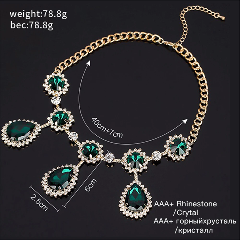 YFJEWE винтажное роскошное Королевское зеленое ожерелье с кулоном с кристаллами# N027