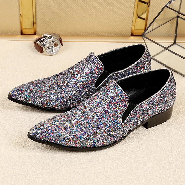 

Spring Autumn Men Sequin Leather Shoes Men Fashion Comfortable Casual Brogue Shoes