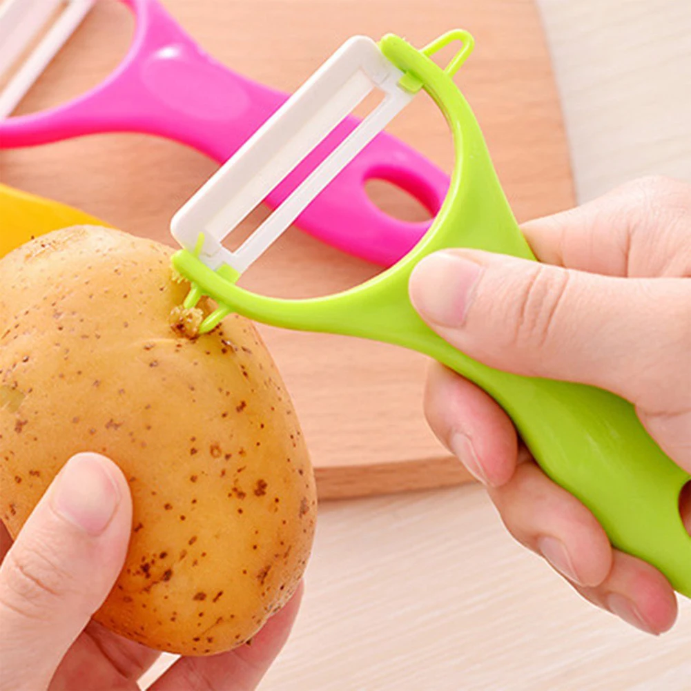 

Multi-function non-slip handle Ceramic Peeler Kitchen Fruit Vegetable Skin Zester Peeling Tool Random Color for home kiction