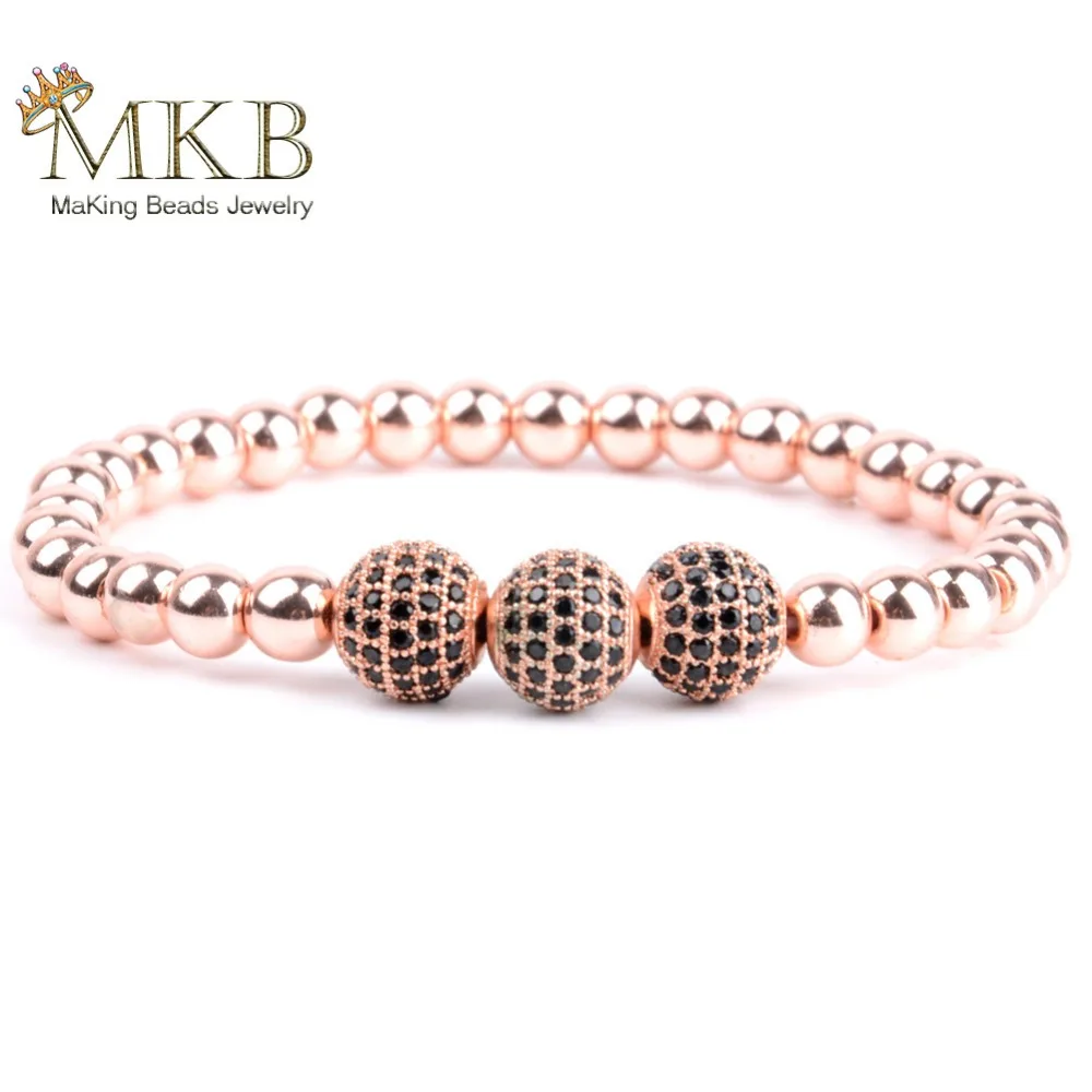 

2018 Fashion Anil Arjandas Micro Pave CZ Ball Charm Bracelets Natural Stone Hematite Beaded Bracelet For Women Men Jewelry