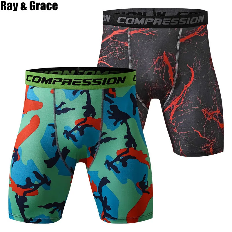 

RAY GRACE Men Quick Dry Running Tights Shorts Sport Compression Tight Gym Fitness Short Pants Training Sports Shorts Fitness