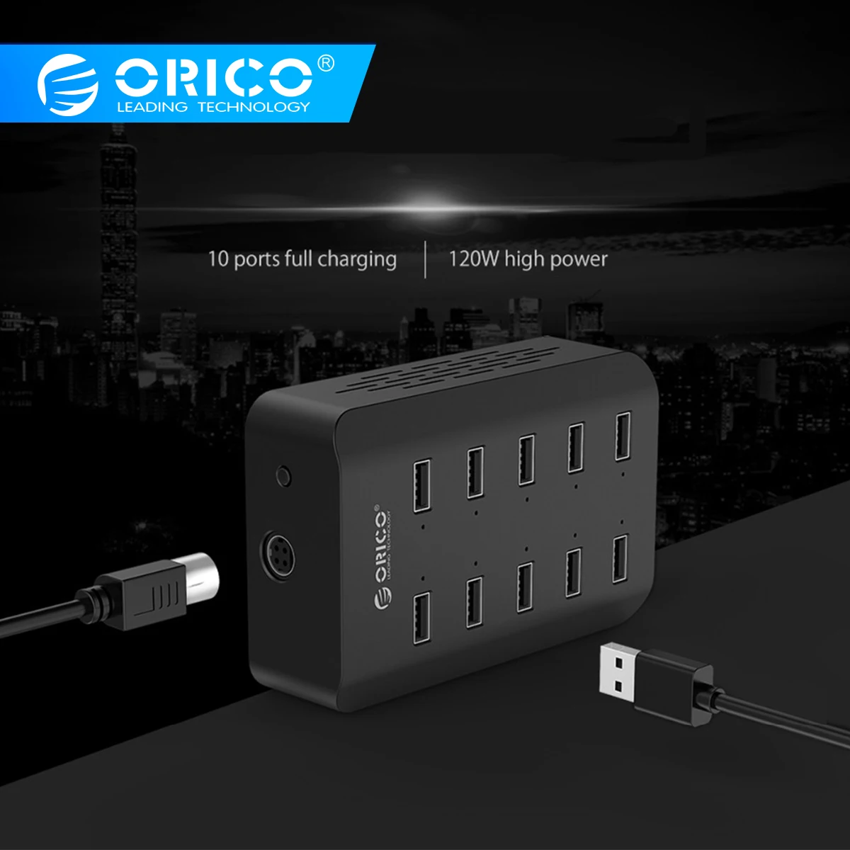 

ORICO 10 Ports USB Smart Charging Station 5V2.4A 120W EU US UK Power Adapter for Restaurant Supermarket Hotel Railway Station