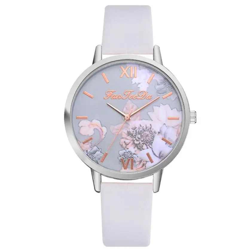 

2018 New Fashion Women's Watch Silicone Printed Flower Causal Quartz Analog Wrist Watches Drop Shipping reloj mujer l0717