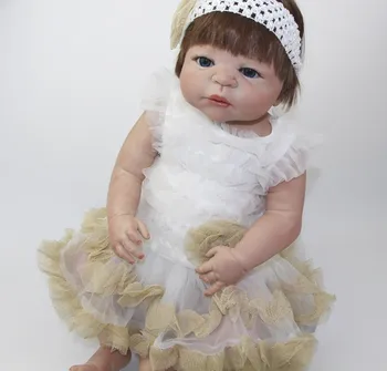 

Full Silicone Reborn 22inch Super Baby Lifelike Toddler Baby Bonecas Kid Doll reborn toys bathe menina Toys For Kids Gifts