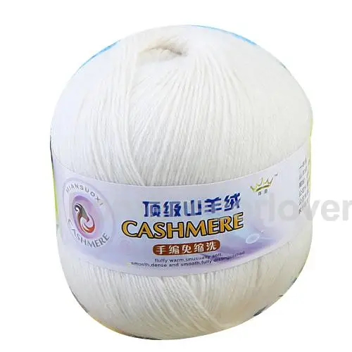 Мягкий 95% козья кашемировая шерсть вязание белый 400 м(437yd