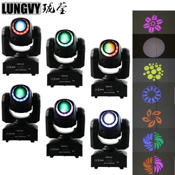 

Free Shipping 6pcs/Lot Mini Professional Stage Light 7 Patterns Moving Head Light 30W LED Spot DMX512 11/13CH