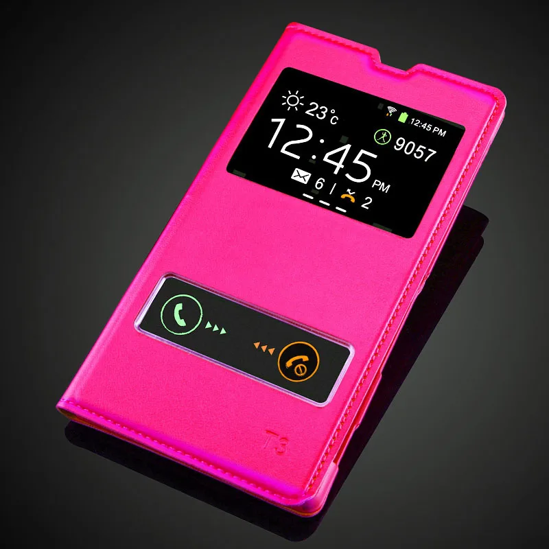 Высокое качество Роскошный чехол для Sony Xperia T3 M50W D5103 Мода Посмотреть Окно чехол из искусственной кожи с защелкой сотовый телефон сумка - Цвет: rose