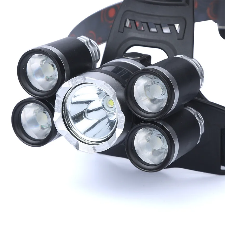 Светодиодный налобный фонарь T6 35000 лм 5X CREE XM L перезаряжаемый 18650 дорожный 85*35*47