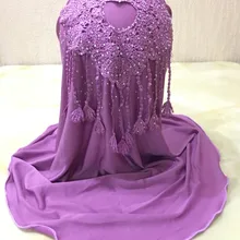 H1380 стиль Маленькая девочка хиджаб с кружевом на спине, смешанные цвета, быстрая