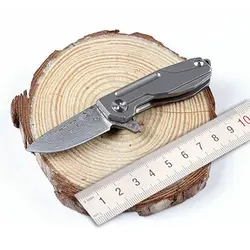 Новый стиль острый Мини дамасский складной нож титановая ручка изысканный подарок набор инструментов для выживания в походных условиях
