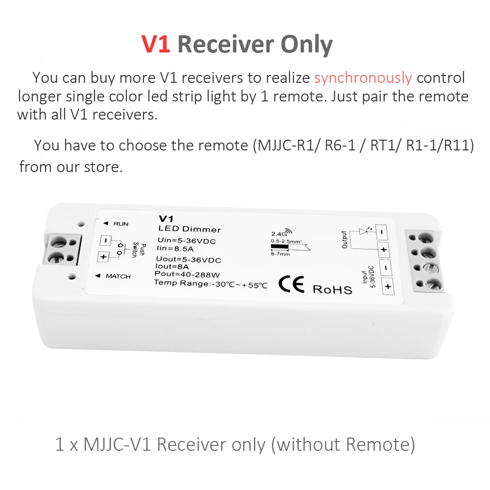 Светодиодный диммер 12 В 24 В ШИМ 2,4G светодиодный сенсорный RF беспроводной пульт дистанционного управления 5 в 36 В умный Wifi диммер контроллер для одноцветной светодиодной ленты - Цвет: V1 Only