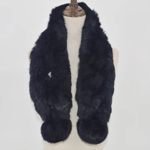 Горячая Распродажа, женский шарф из натурального кроличьего меха, шарфы из натурального кроличьего меха, модный толстый теплый мягкий зимний шейный платок из кроличьего меха - Цвет: dark blue