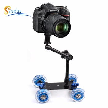 

Slider Track Dolly Car +11'' Magic Aarm Tabletop Mobile Rolling Video Rail Skater for DSLR Camera Camcorder Speedlite Gopro Blue