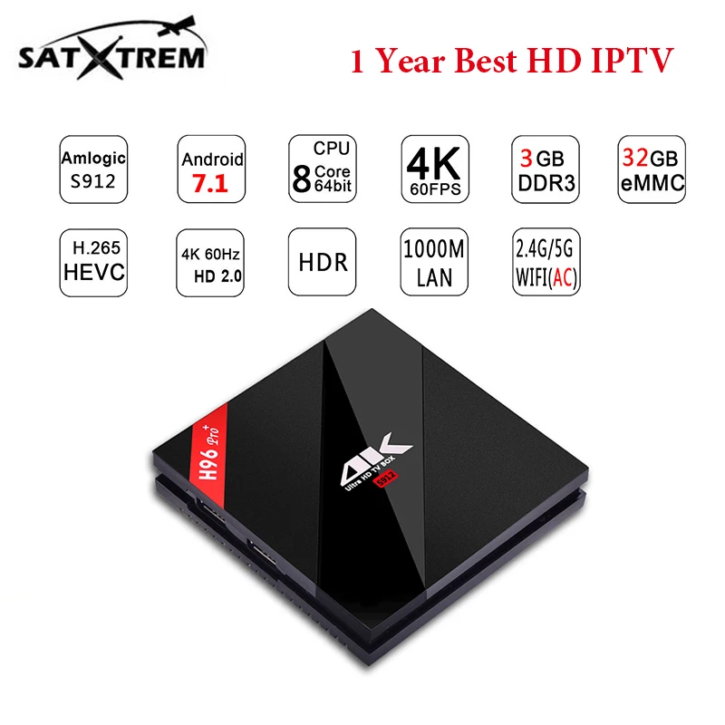 

H96 RPO plus tv box android 7.1 octa core 3G 32G Amlogic S912 1 Year Europe IPTV subscription Sweden French Belgium IT Germany