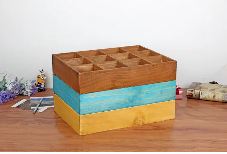 1 шт. 3 цвета Zakka продуктовые 12 решетчатые шкафы для хранения старая твердая деревянная коробка для хранения гостиная витрина шкафы Jl 0963