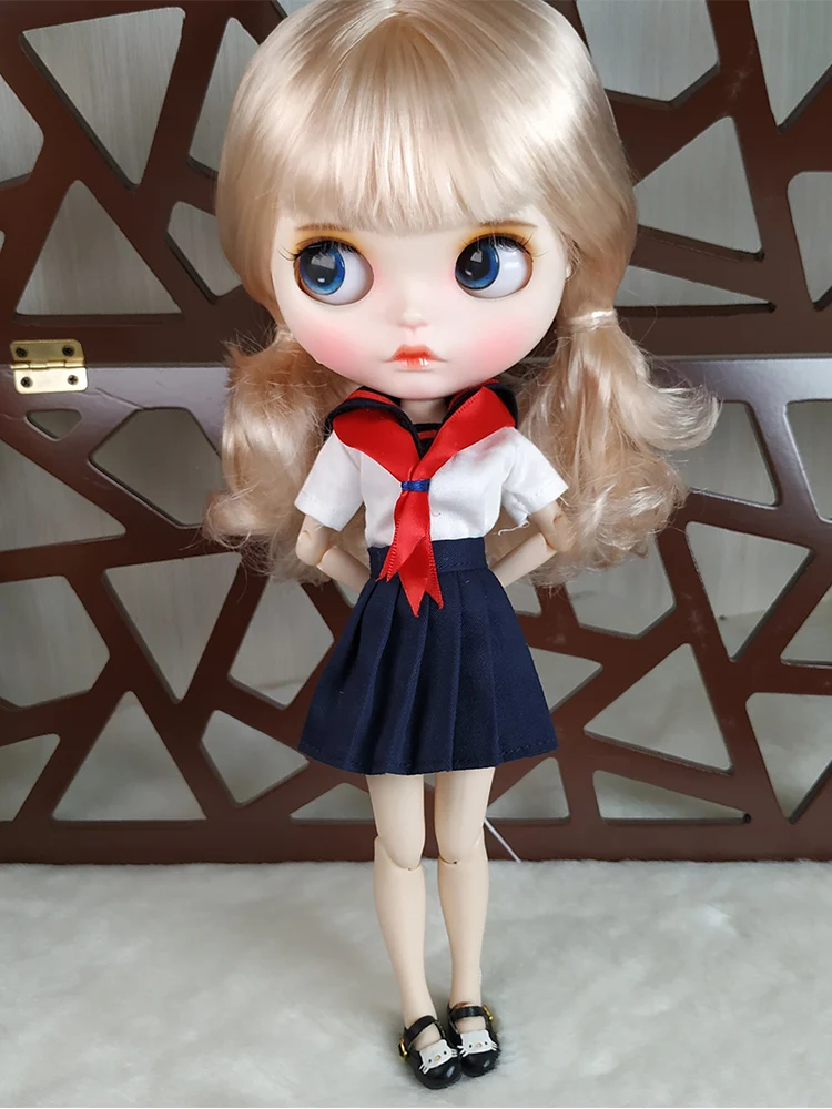 Ледяная фабрика blyth кукла 1/6 bjd белая кожа сустава тела бледно-светлые золотые волосы матовый лицо резные губы с бровью закрытые глаза