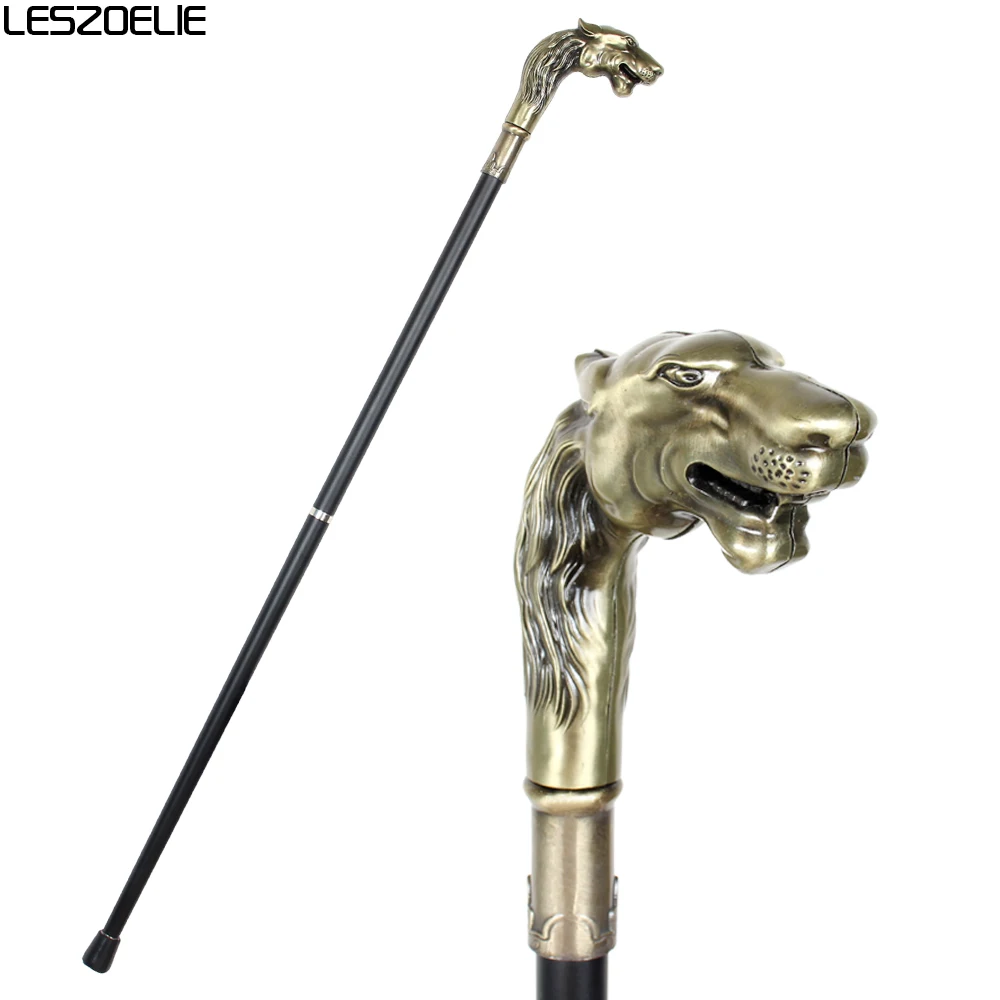 

Bronze Lion-Head Luxury Decorative Walking Stick Canes For Men Fashion Elegant Walking Cane 2019 Man Vintage Hand Walking Stick