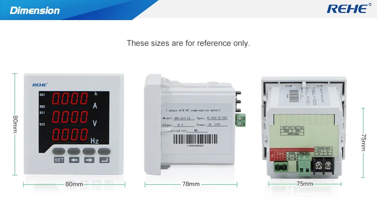 REHE RH-UIF73 80*80 мм однофазный цифровой измеритель комбинированный светодиодный