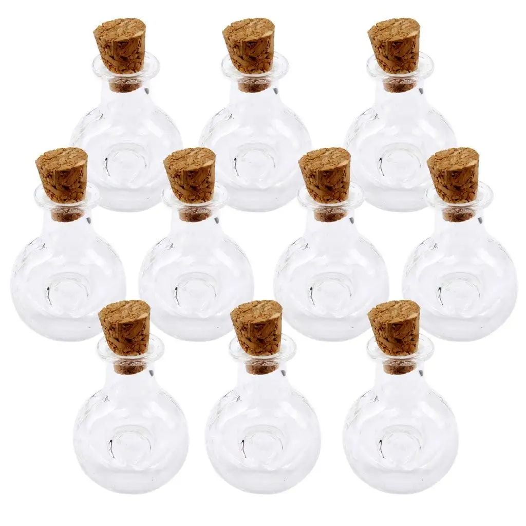 

10Pcs Bulb Shape Mini Bottles Multi Usage Cork Glass Bottles Clear Mini Cork Vials Transparent Wish Drift Bottles For Diy 1ml