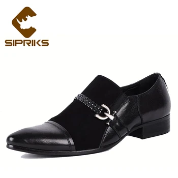 

Sipriks Mens Leather Moccasin Slippers Hipster Black Suede Loafers Boss Formal Tuxedo Grooms Wedding Shoes Casual Gents Social