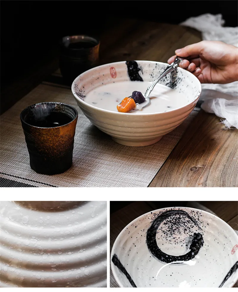 NIMITIME японский стиль керамика 7,5 дюймов чаша Ramen лапша суп столовая посуда в ретро стиле обеденная чаша