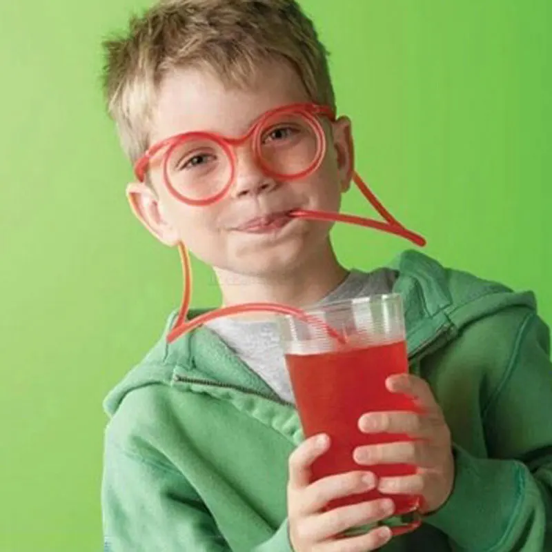 Funny Soft Drinking Straw Eye Glasses Novelty Toy Party Birthday Gift Child Adult DIY Straws Bar Accessories Glasses Straw Hot