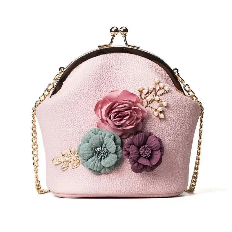 

Summer Lady Handbags New Fashion Small Bag Flower Chain Clip Mouth Bag Shoulder Crossbody Slung Trend BagA405