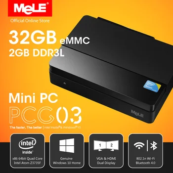 Fanless Windows 10 Mini PC Desktop MeLE PCG03 2GB DDR3 32GB eMMC Intel Bay Trail Atom Z3735F HDMI VGA LAN USB WiFi Bluetooth