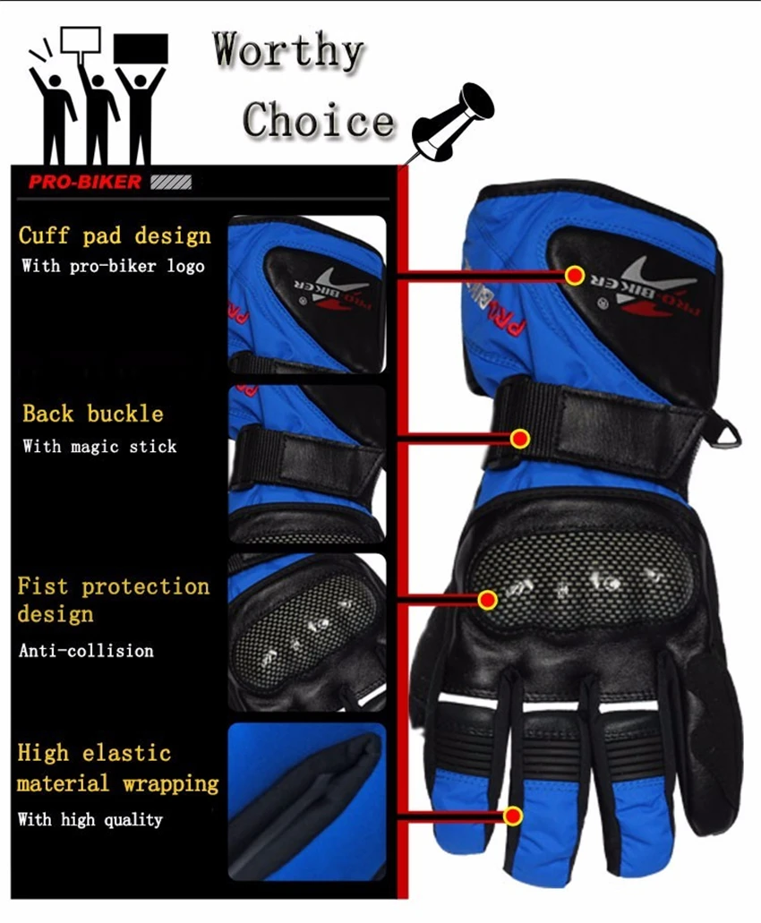 Pro Biker Guantes Мотоциклетные Перчатки Водонепроницаемые кожаные перчатки мотоциклетные зимние теплые полный палец Мотокросс Мотоцикл мото перчатки