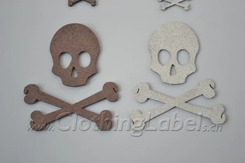 

customized leather tags, logo in shape, skull leather label