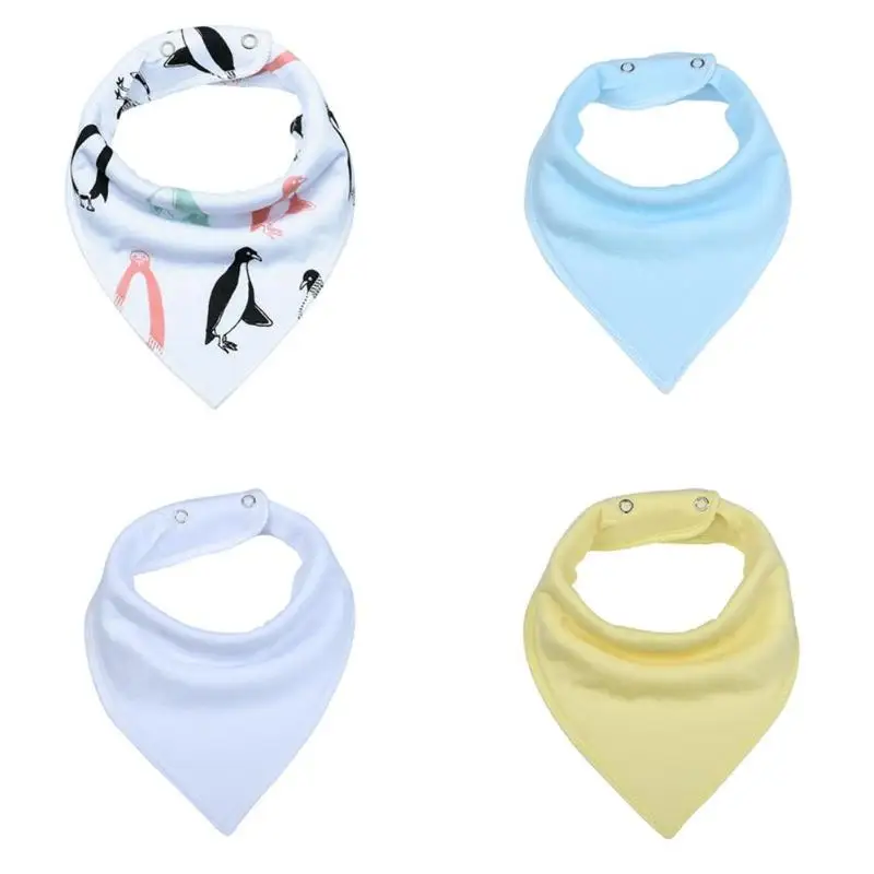 4 шт. хлопок двойной Слои Треугольники Полотенца Baby Bib младенца слюны Полотенца животных мультфильм одежда Треугольники хлопка бандана