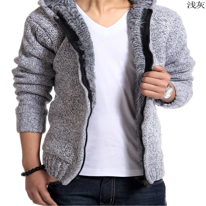 2017 brand autumn and winter font b men s b font hooded cardigan plus cashmere font