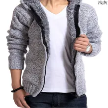 2017 brand autumn and winter men’s hooded cardigan plus cashmere sweater coat plus velvet thick zipper jacket sweater section