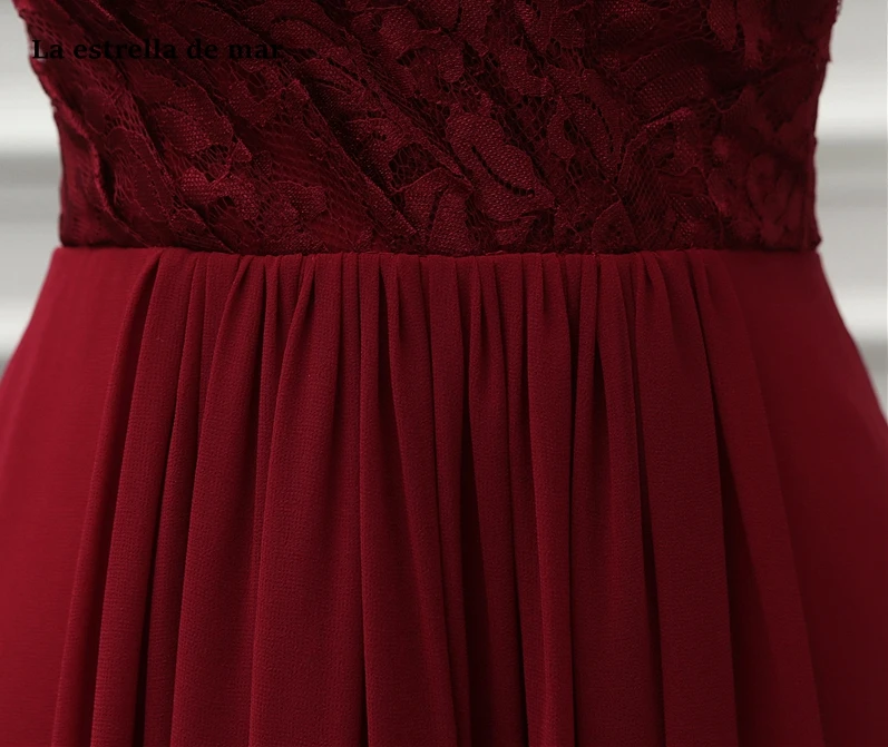 Vestido madrinha2019 новые кружевные шифоновые сексуальные с v-образным вырезом с коротким рукавом трапециевидные бордовые платья для подружки невесты длинные brautjungfernkleid