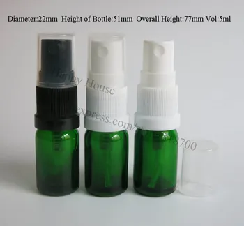

500 x 5ml 1/6oz Green Glass Bottle 5cc Empty Glass Plastic Atomizer Sprayer Mini Essential Oil Make Up Cosmetic Sample Bottles