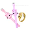 Kids Watches Children Cute Rabbit Cat 3D Cartoon LED Electronic Watch Boys and Girls Silicone Toy Wrist Watches Birthday Gifts 3