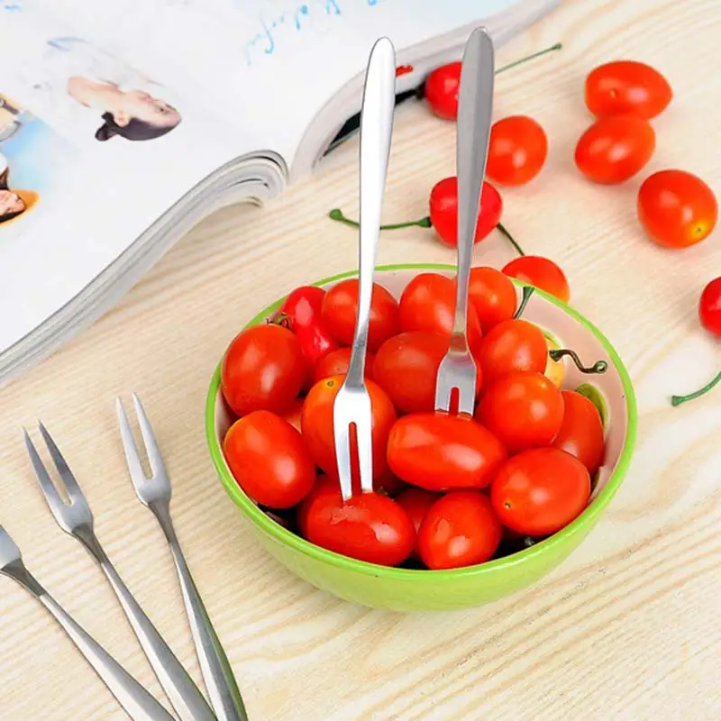 New Arrival Stainless Steel Fruit Food Fork Set Kit Two Prong Dessert