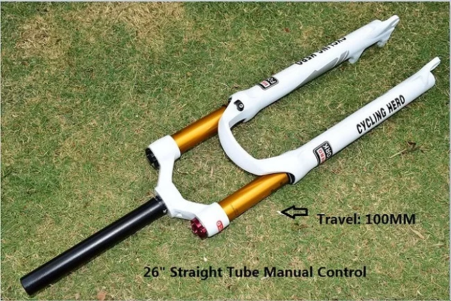 100 мм велосипедная амортизационная вилка для горного велосипеда, Велосипедная вилка, диаметр 32 мм 26 27,5 29 - Цвет: 26 inches