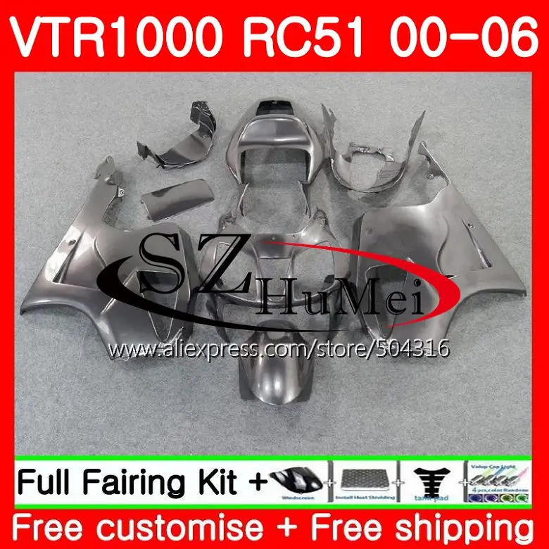 

Fairing Silver grey For HONDA VTR1000 RC51 SP1 SP2 01 02 03 04 05 06 44SH.6 RTV1000 VTR 1000 2000 2001 2002 2003 2004 2005 2006