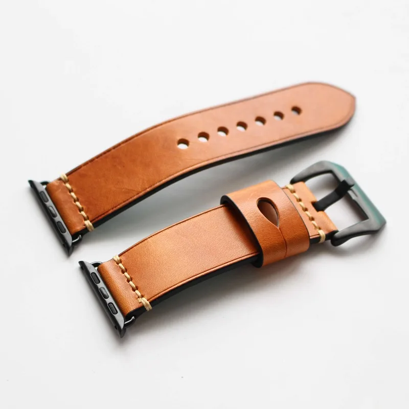 

Onthelevel Genuine leather Manual Crazy For Apple Watch Band oil red / gray green / brown 42mm/38mm phone watch Leather straps