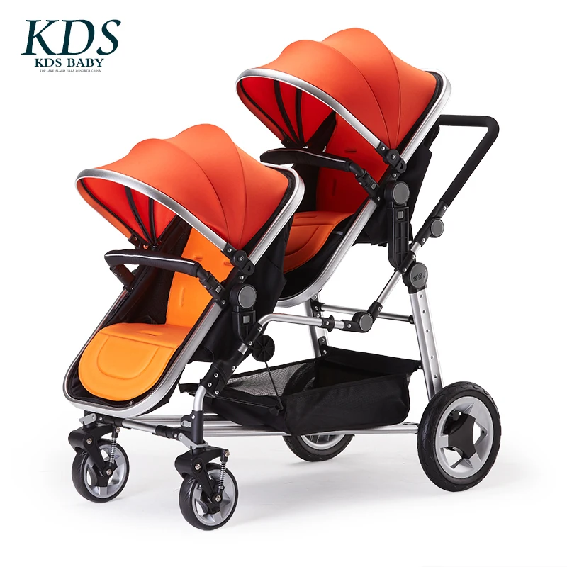 Детская коляска для близнецов, складная коляска для близнецов, костюм для лежа и сидения, дизайн