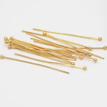50 шт./лот 21 Калибр 30 мм/40 мм Нержавеющая сталь Золото булавки с шариком для Diy ювелирных изделий головы шпильки