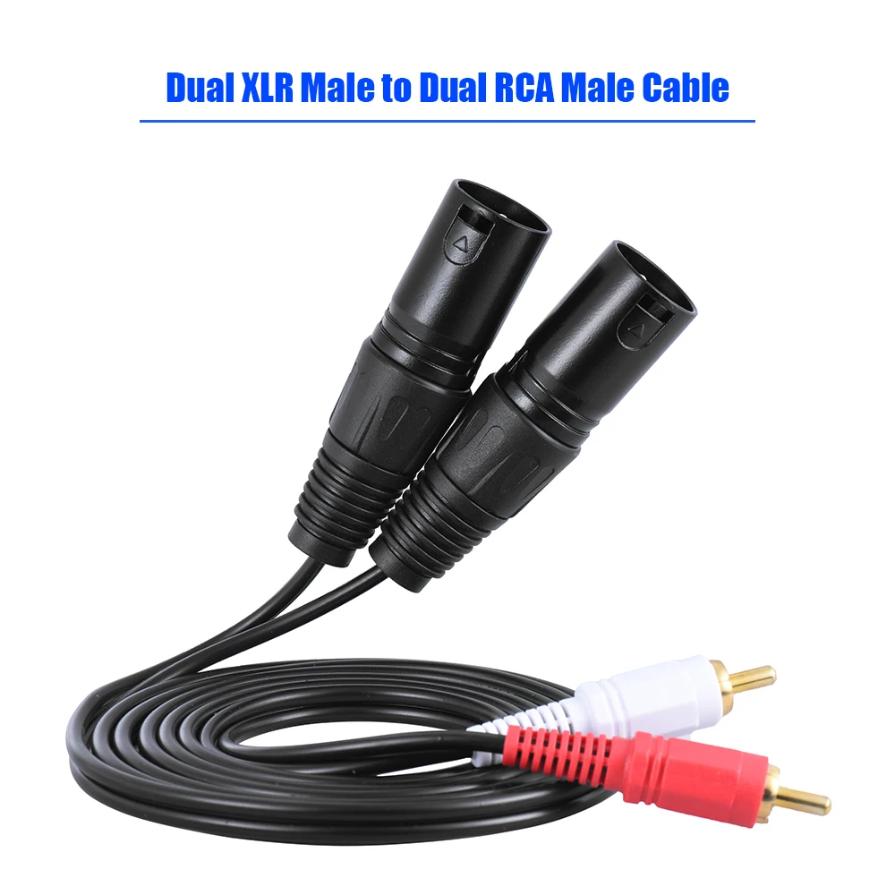 

1.5m/ 5ft Stereo Audio Cable Cord Dual XLR Male to Dual RCA Male Plug for Mxing Console Microphone Amplifier