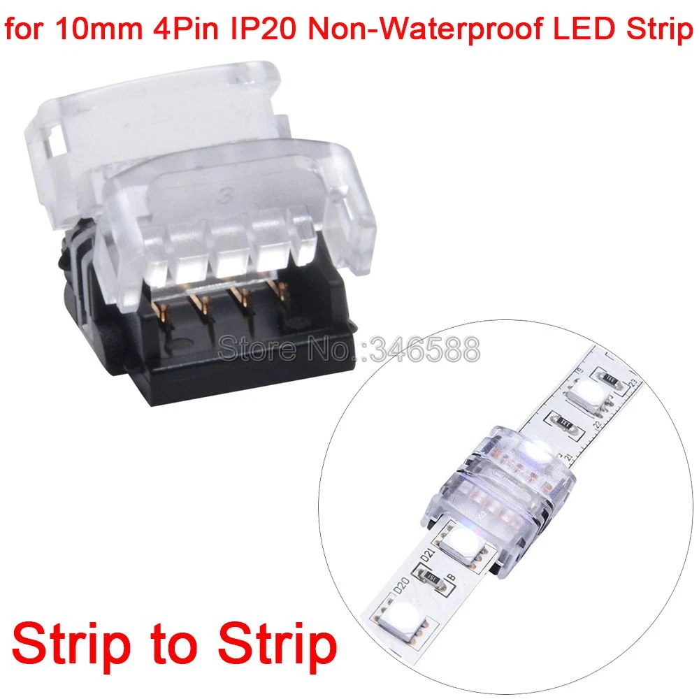 10pcs 4Pin 10mm IP20 Non waterproof RGB LED Strip Connector LED Tape Light  5050 RGB Strip to Strip Solderless Connector|Connectors| - AliExpress