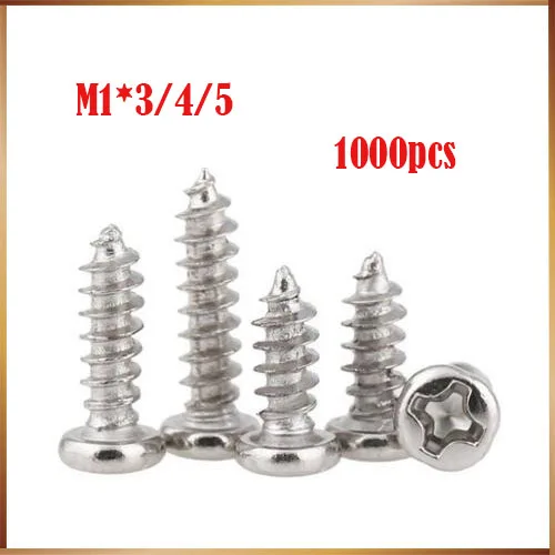 

screw m1 free shipping 1000PCS M1*3/4/5/6 nickel plated micro electronic screw cross recessed phillips round pan head screw