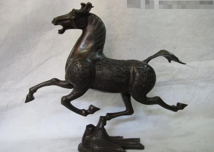 

150624 S1797 Chinese Pure Bronze Copper famous LOVELY HORSE hoof Fly swallow Art Horse Statue