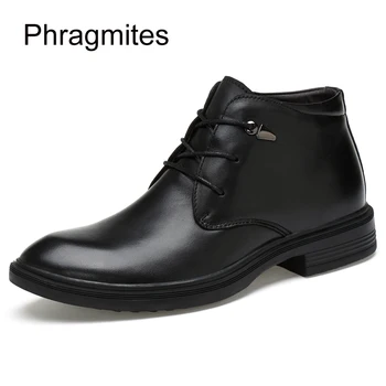 

Phragmites Size 35-47 Chelsea Boots Handsome Black Men Boots Genuine Leather Winter Shoes Personality Printed Botas Mujer